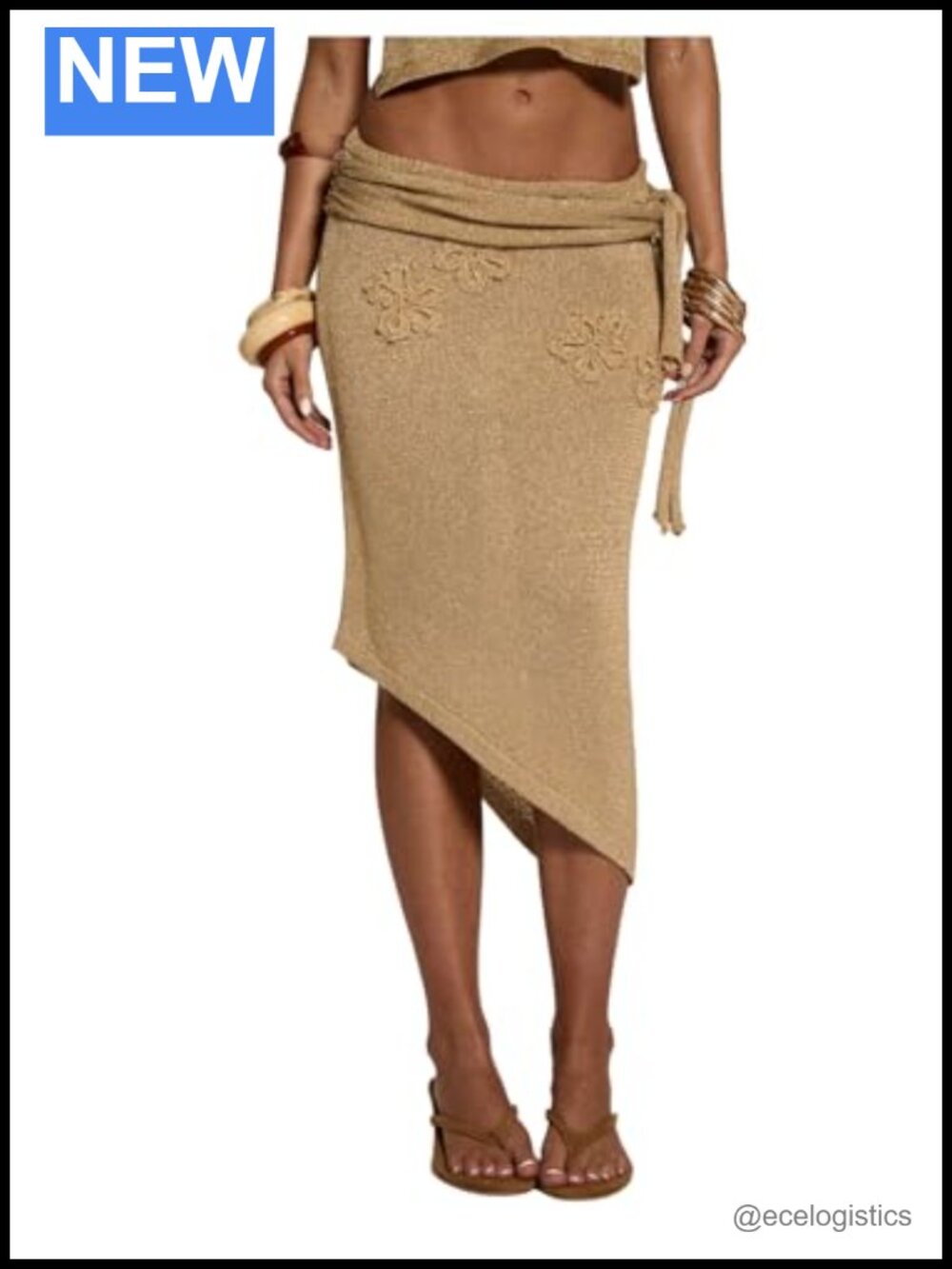Women's Knit Skirt 3D Flower Patchwork Asymmetrical Sheer Summer Beach Vacation